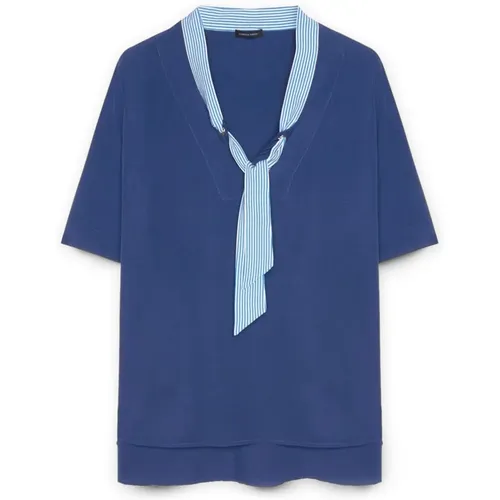 V-Ausschnitt Bluse mit Knopflöchern aus Ecovero™ Viskose , Damen, Größe: XL - Fiorella Rubino - Modalova