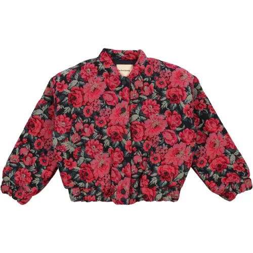 Blumen Jacquard Jacke mit Farblich Passenden Druckknöpfen - The New Society - Modalova