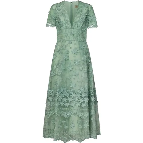Floral Embroidered Midi Dress , female, Sizes: XS - Elie Saab - Modalova
