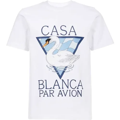 Bedrucktes Logo Baumwoll T-Shirt - Weiß , Herren, Größe: L - Casablanca - Modalova