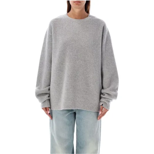 Grey Cashmere Ribbed Sweater , female, Sizes: ONE SIZE - Extreme Cashmere - Modalova