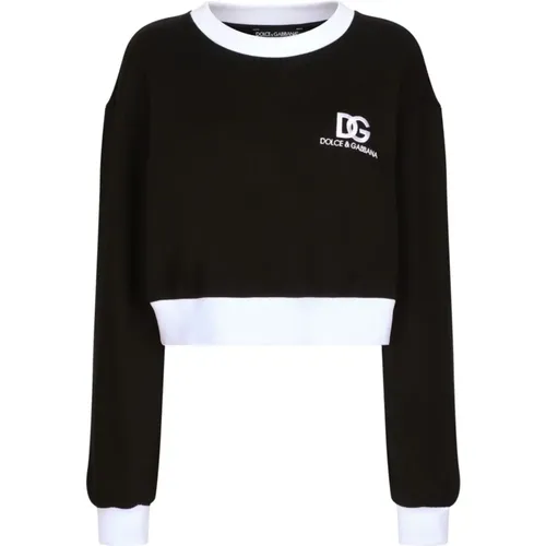 Sweaters Two-Tone Logo Print Crew Neck , female, Sizes: XS, S - Dolce & Gabbana - Modalova