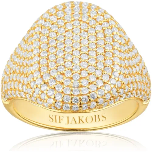 Vergoldeter Statement Ring mit Zirkonias , Damen, Größe: 58 MM - Sif Jakobs Jewellery - Modalova