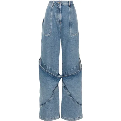 Blaue Wide Leg Denim Jeans , Damen, Größe: W25 - The Attico - Modalova