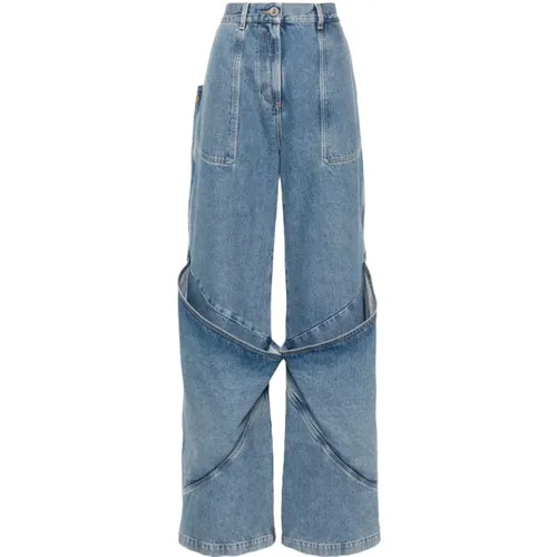 Blaue Wide Leg Denim Jeans - The Attico - Modalova