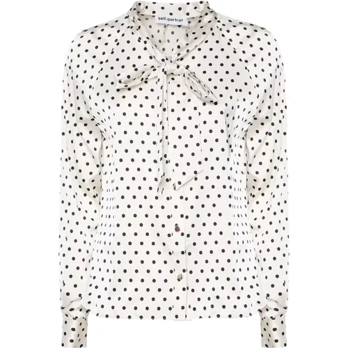 Polka Dot Blouse Long Sleeve Cream , female, Sizes: M, 2XS, XS - Self Portrait - Modalova