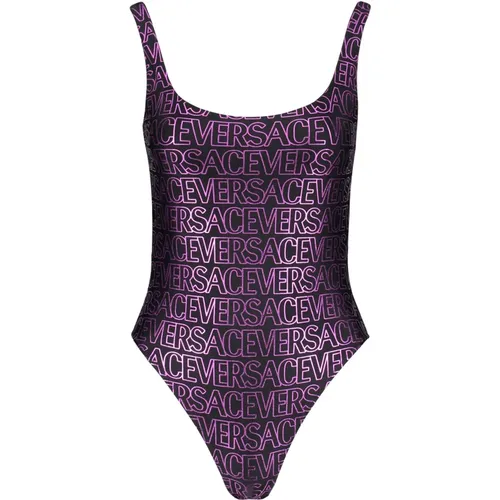 Einteiliger Badeanzug mit Logo , Damen, Größe: L - Versace - Modalova