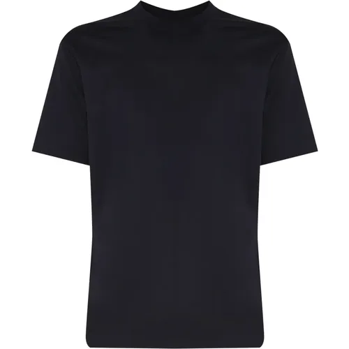 Blaues Baumwoll-T-Shirt Runder Ausschnitt Kurze Ärmel , Herren, Größe: XL - Emporio Armani - Modalova