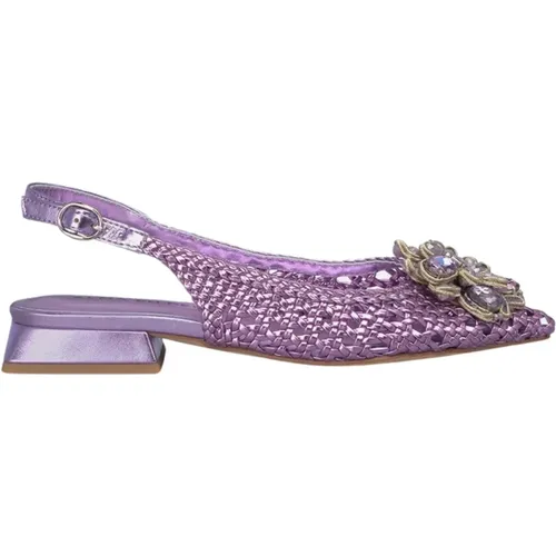 Rhinestone Raffia flache Schuhe , Damen, Größe: 36 EU - Alma en Pena - Modalova