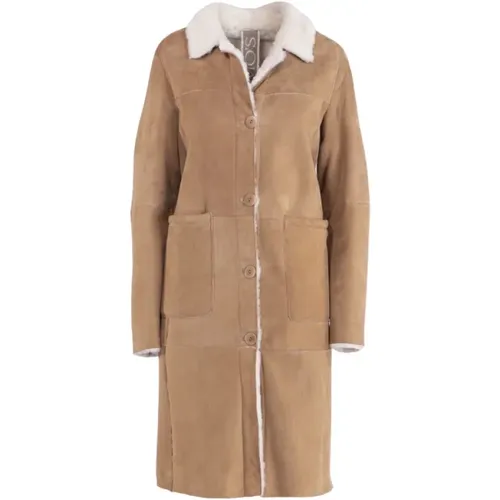 Soft Suede Shearling Coat , female, Sizes: S, M, L - Gimo's - Modalova