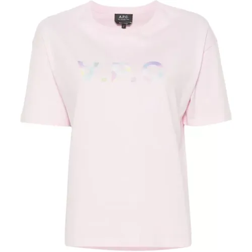 Rosa T-Shirt Gerader Schnitt , Damen, Größe: XS - A.p.c. - Modalova