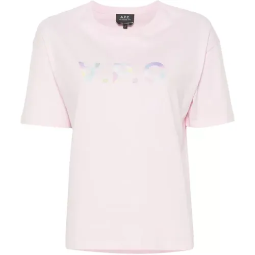 Rosa T-Shirt Gerader Schnitt , Damen, Größe: XS - A.P.C. - Modalova