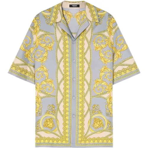 Baroque Pattern Silk Shirts , male, Sizes: L, M - Versace - Modalova