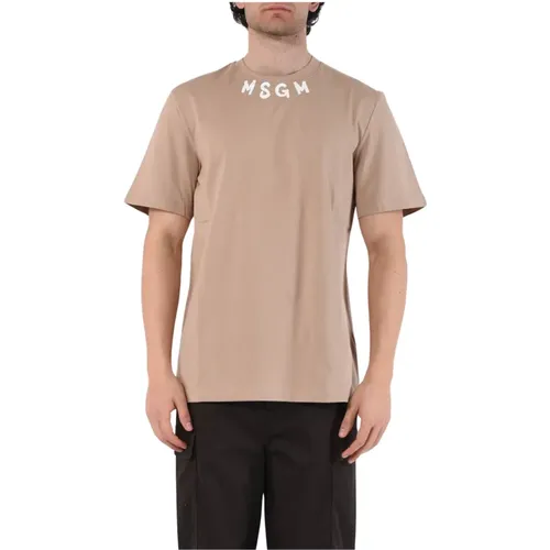 Cotton Logo T-shirt Regular Fit , male, Sizes: M, XL, S - Msgm - Modalova