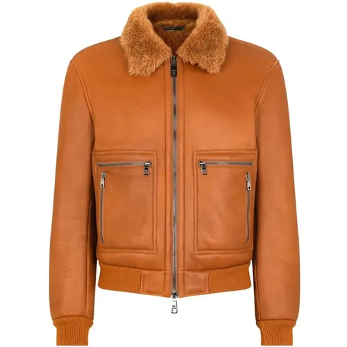 Suede Bomber Jacket with Multi-zip , male, Sizes: XS - Dolce & Gabbana - Modalova