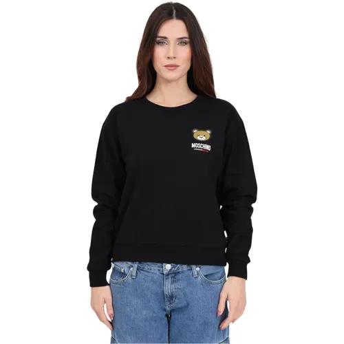 Schwarzer Sweater mit Logo-Print - Moschino - Modalova