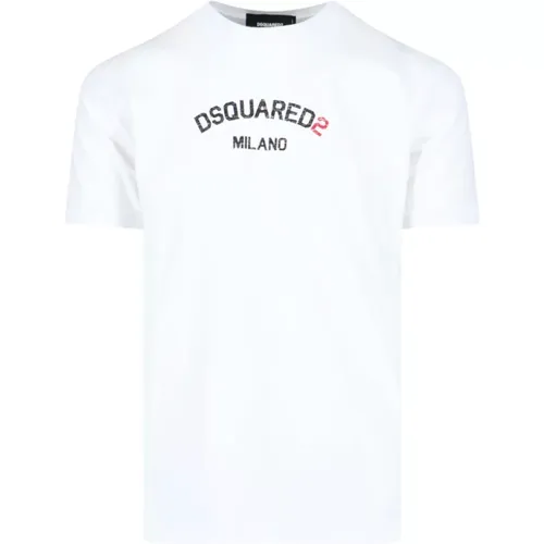 Weißes Logo T-Shirt mit Roten Details , Herren, Größe: 2XL - Dsquared2 - Modalova
