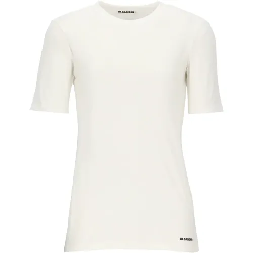 Baumwoll Rundhals T-Shirt , Damen, Größe: M - Jil Sander - Modalova