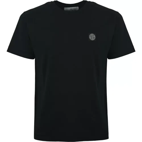 Schwarzes Baumwoll-T-Shirt Logo Herz , Herren, Größe: 2XL - Stone Island - Modalova