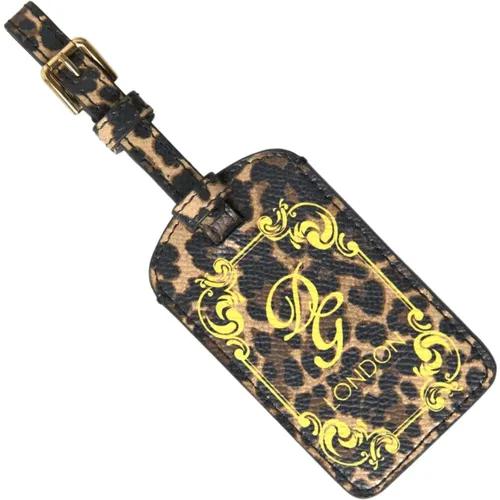 Leopard Leather Luggage Tag , female, Sizes: ONE SIZE - Dolce & Gabbana - Modalova