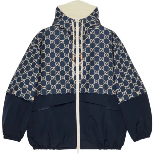 Double G zip-up hooded jacket , female, Sizes: XL, 3XL - Gucci - Modalova
