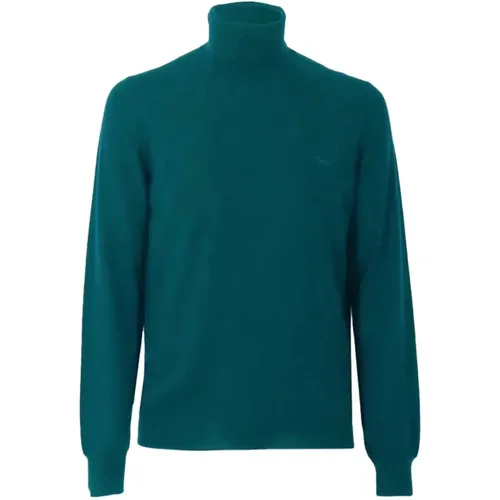 Blaue Hortensien Rollkragenpullover mit Ton-in-Ton-Logo - XL , Herren, Größe: L - Harmont & Blaine - Modalova