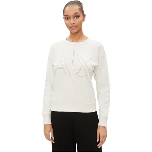 Klassischer Crewneck Sweatshirt , Damen, Größe: L - Armani Exchange - Modalova