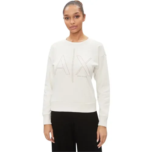 Klassischer Crewneck Sweatshirt , Damen, Größe: M - Armani Exchange - Modalova
