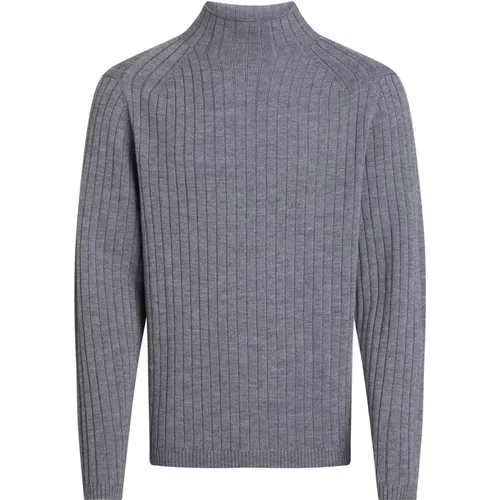 Merino-Rippen-Pullover Mit Stehkragen , Herren, Größe: L - Calvin Klein - Modalova