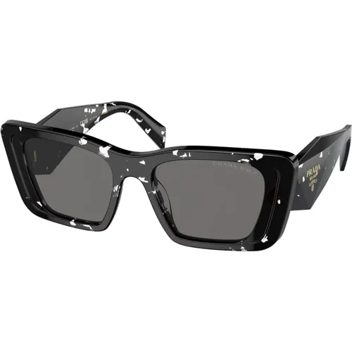 Schwarz Weiß/Grau Sonnenbrille Symbole PR 08Ys , Damen, Größe: 51 MM - Prada - Modalova