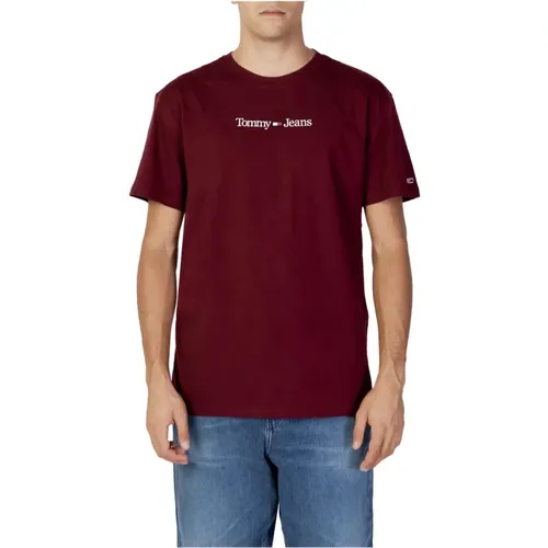 Bordeaux Print T-Shirt für Herren , Herren, Größe: XS - Tommy Jeans - Modalova