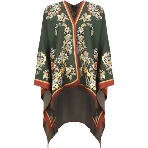 Green Floral Poncho Jacket , female, Sizes: ONE SIZE - ETRO - Modalova