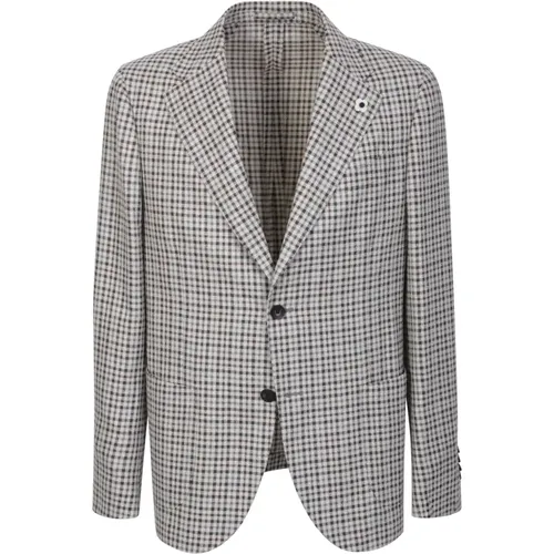 Checked Single-Breasted Jacket , male, Sizes: XL - Lardini - Modalova