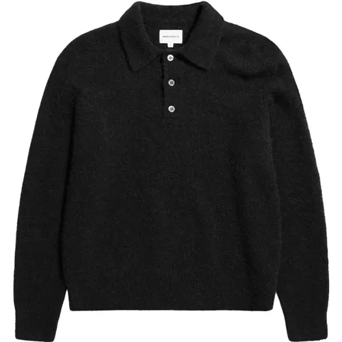 Lässiges Gebürstetes Polo Rasmus Schwarz , Herren, Größe: XL - Norse Projects - Modalova