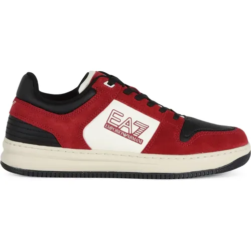 Leder-Sneakers mit Logo-Druck - Emporio Armani EA7 - Modalova