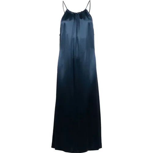 Blaues Satin ärmelloses Kleid , Damen, Größe: XS - Erika Cavallini - Modalova