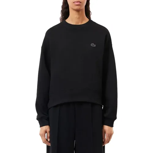 Schwarzer Oversized Sportlicher Pullover , Damen, Größe: L - Lacoste - Modalova