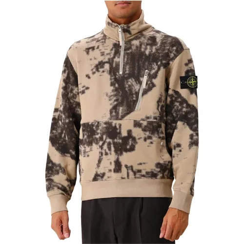 Camouflage Half Zip Sweater Taubengrau , Herren, Größe: L - Stone Island - Modalova