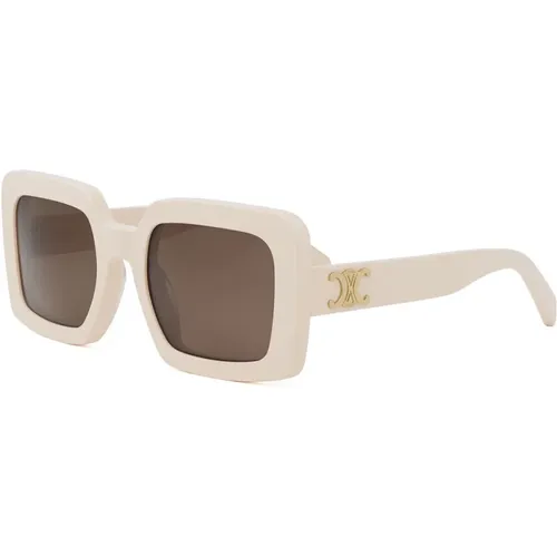 Triomphe Sunglasses Ivory Brown Lenses , unisex, Sizes: 56 MM - Celine - Modalova