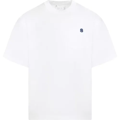 Weiße Baumwoll-T-Shirt mit Monogramm - Sacai - Modalova