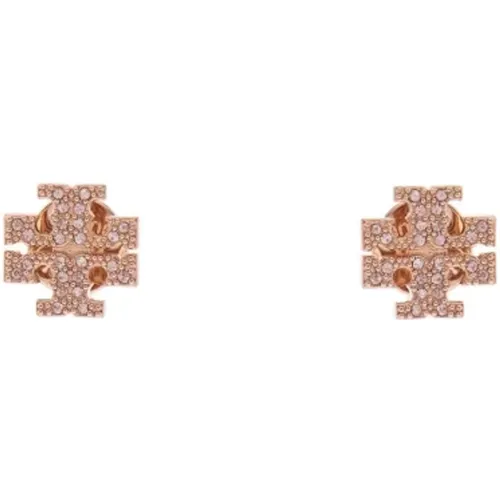 Roségold Doppel T Kristall Ohrringe , Damen, Größe: ONE Size - TORY BURCH - Modalova