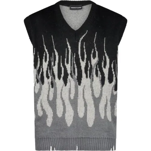 Black Flame Vest , male, Sizes: L, S, XL - Vision OF Super - Modalova