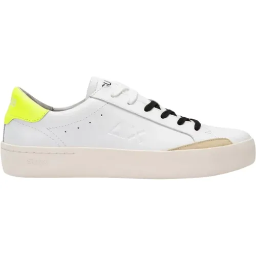 Street Leather Tennis Sneakers Weiß Gelb , Herren, Größe: 42 EU - Sun68 - Modalova