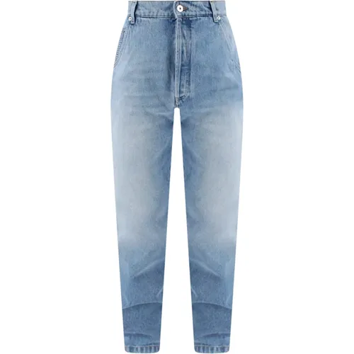 Blaue Slim-Fit Baumwoll-Jeans Ss23 , Herren, Größe: W34 - Balmain - Modalova