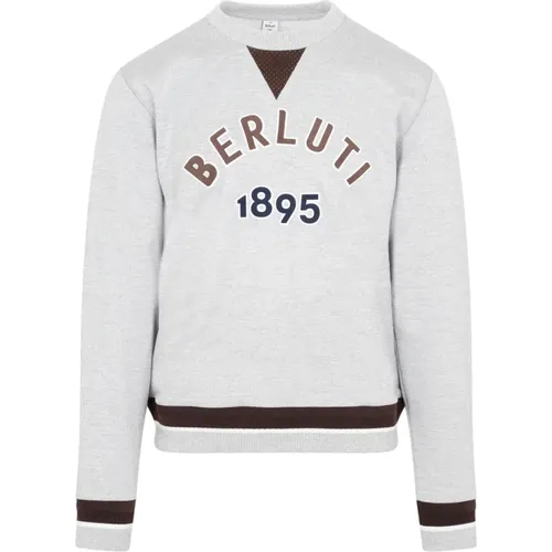 Grey Cotton Sweatshirt with Mesh Insert , male, Sizes: S - Berluti - Modalova