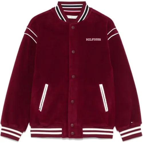 Burgundy Fleece Baseball Jacket - Tommy Hilfiger - Modalova