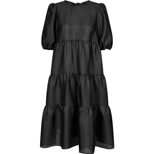 Schickes Schwarzes Kleid mit Bindenacken , Damen, Größe: S - Cras - Modalova