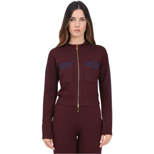 Bordeaux Cropped Zip Sweater , female, Sizes: S, XL - Elisabetta Franchi - Modalova