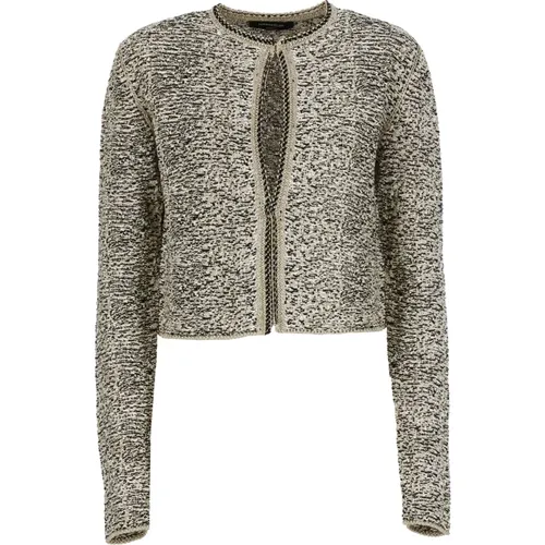 Golden Lurex Cotton Cardigan Zip Sweater , female, Sizes: M - Fabiana Filippi - Modalova