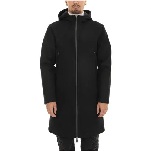 Hooded Wool Blend Coat with Pockets , male, Sizes: XL, 2XL, M, S - Emporio Armani EA7 - Modalova